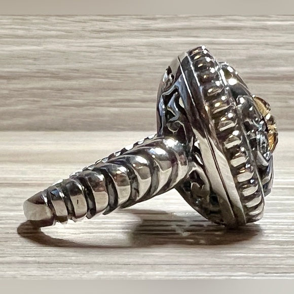 Designer Signed AE Sterling Silver & 14K Gold Open Work Ring, Size 7, 8.1g - Picture 5 of 10